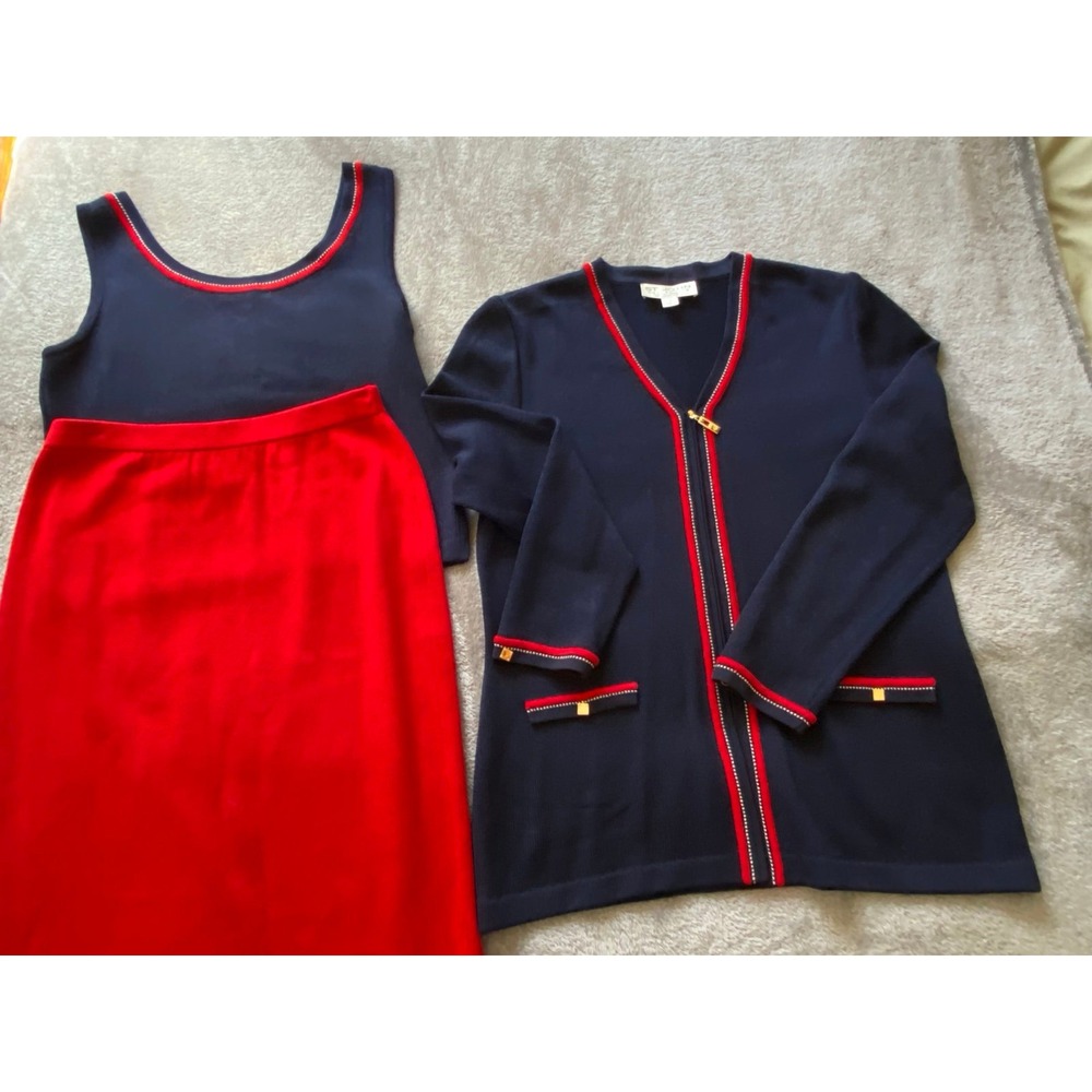 St John Collection By Marie Gray Luxury Knit Medium 12 Cardigan Skirt Tank s65